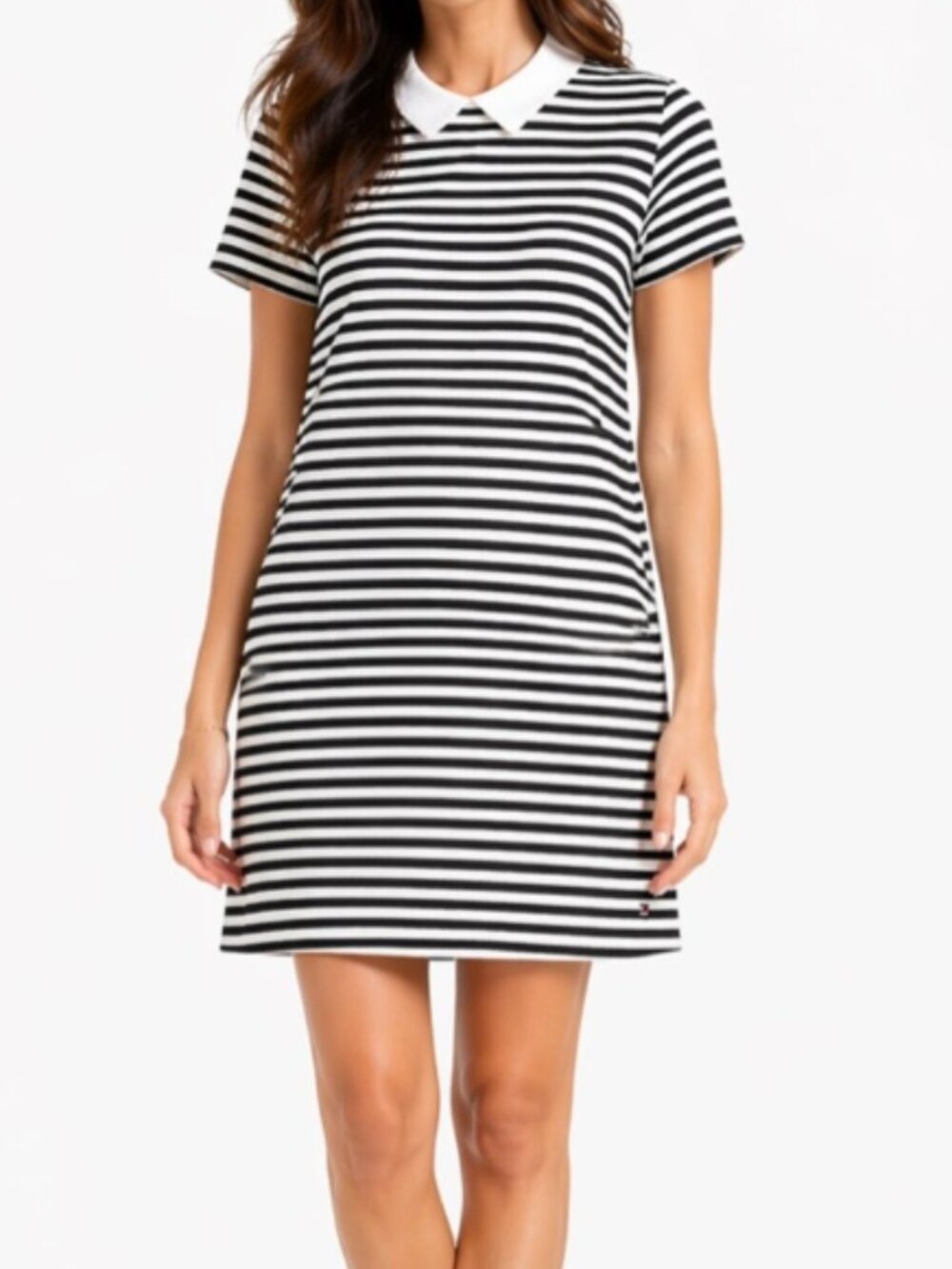 EUC Tommy Hilfiger Striped Collared Mod Mini Dress, Short Sleeve - Women 10/12